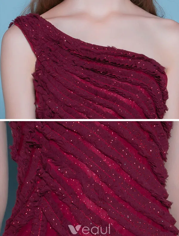 Sexy Sequin Evening Dress 2017 One Shoulder Long Formal Dress Backless