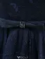 Elegant Evening Dresses 2017 Beading Scoop Neckline Navy Blue Asymmetrical Lace Dress