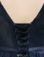 Elegant Evening Dresses 2017 Beading Scoop Neckline Navy Blue Asymmetrical Lace Dress