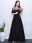Belle Robe De Soirée 2017 Dentelle Applique Avec Robe Longue Noire