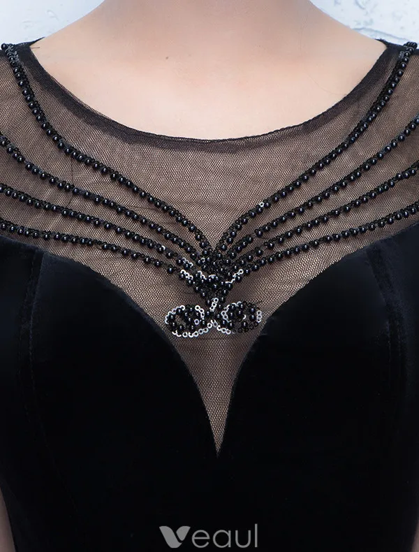 Elegant Havfrue Selskapskjoler 2017 Scoop Halsen Beaded Svart Kjole