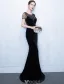 Elegant Havfrue Selskapskjoler 2017 Scoop Halsen Beaded Svart Kjole
