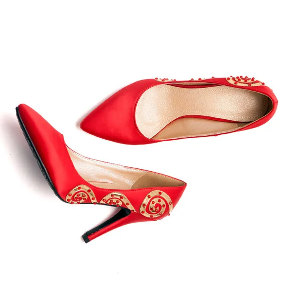 Red Shine Rhinestone Fish Head Bridal Shoes / Wedding Shoes / Woman Shoes