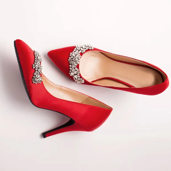 Red Shine Rhinestone Crystal Bridal Shoes Wedding Shoes Woman Shoes