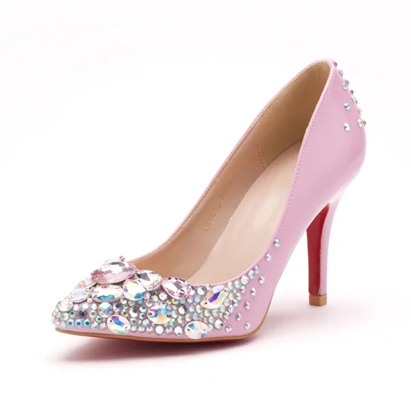 Pink Handmade Shine Rhinestone Simple Bridal Shoes / Wedding Shoes / Woman Shoes