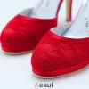 Red Lace Bridal Shoes / Wedding Shoes / Woman Shoes