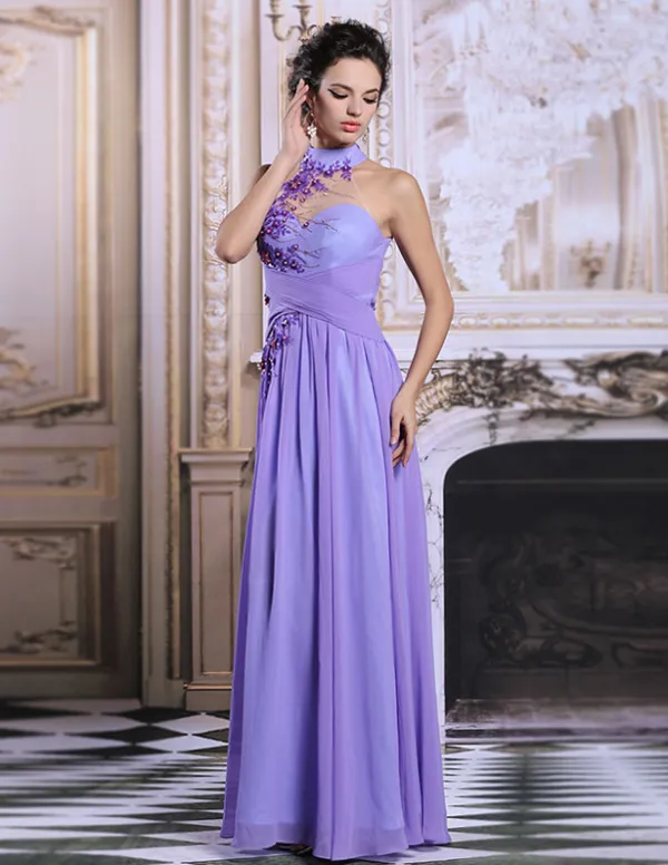 2015 Elegant Sleeveless Pierced Purple Long Evening Dress