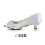 Chic Peep Toe Inläggningar Strass Vit Satin Kattunge Klackar Brudskor