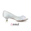 Chic Peep Toe Inläggningar Strass Vit Satin Kattunge Klackar Brudskor