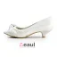 Eenvoudige Peep Toe Roffel Ivoor Satijn Kitten Heels Bruidsschoenen Trouwsschoenen