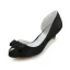 Vintage Peep Toe Zwart Satijn Kitten Heels Open Kant Bruidsschoenen Trouwsschoenen Met Strik