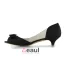 Vintage Peep Toe Zwart Satijn Kitten Heels Open Kant Bruidsschoenen Trouwsschoenen Met Strik
