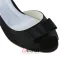 Vintage Peep Toe Zwart Satijn Kitten Heels Open Kant Bruidsschoenen Trouwsschoenen Met Strik