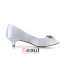 Sparkly Peep Toe White Satin Kitten Heels Pumps Wedding Shoes With Rhinestone Bow