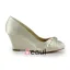 Princess Round Toe Mid Wedges Satin Pumps Wedding Shoes With Ruffle Bow