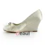 Princess Round Toe Mid Wedges Satin Pumps Wedding Shoes With Ruffle Bow
