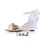 Elegant Open Toe Mid Wedges White Satin Sandals Bridal Wedding Shoes With Bow Rhinestone Pearl