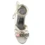 Vacker Peep Toe Mitten Klackar Beige Satin Remsandaler Brudskor Bröllopsskor Med Blommor