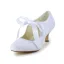Elegante Runde Tå Midten Hæler Hvite Blonder Pumps Brudesko Bryllupssko Med Sløyfe