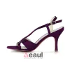 Glamorous Purple Formal Shoes Stiletto Heels Strappy Sandals With Buckle
