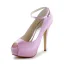 Enkla Rosa Brudskor Satin Peep Toe Platåskor Pumps