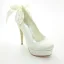 Chic Peep Toe Inläggningar Strass Vit Satin Kattunge Klackar Brudskor