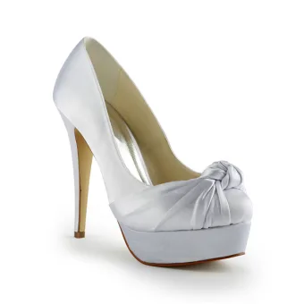 Chic Satin Bridal Shoes High Heels Pumps Stiletto Heel With Platform