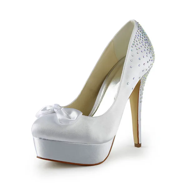 Classic High Heels Bridal Shoes Rhinestone Stilettos Pumps With Platform