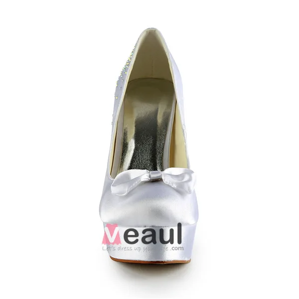Classic High Heels Bridal Shoes Rhinestone Stilettos Pumps With Platform