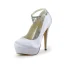 Elegante Hvite Brudesko Satin Stiletter Plattform Pumps Med Rhinestone