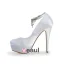 Elegante Hvite Brudesko Satin Stiletter Plattform Pumps Med Rhinestone