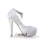 Elegante Hvite Brudesko Satin Stiletter Plattform Pumps Med Rhinestone