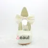Chic Ivory Bridal Shoes Stilettos High Heel Platform Pumps With Bowknot