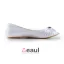 Sparkly Peep Toe Hvit Krusning Sateng Flate Brude Brudesko