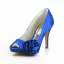 Elegant Blue Prom Shoes Peep Toe Satin Pumps With Flower