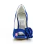 Elegant Blue Prom Shoes Peep Toe Satin Pumps With Flower
