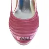 Unique Candy Pink Party Shoes Ruffles Satin Stilettos Pumps