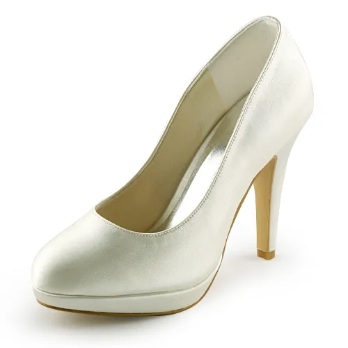 Classic Ivory Bridal Shoes Stilettos High Heels Satin Pumps