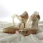 Sparkly Champagne Brudesko Glitter Stilettos Sandaler Med Bånd Slips