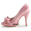 Cute Pink Bridal Shoes Satin Stilettos Peep Toe Pumps With Bowknot