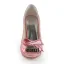 Cute Pink Bridal Shoes Satin Stilettos Peep Toe Pumps With Bowknot