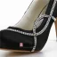 Sparkly Sorte Festsko Satin Stiletter Pumps Med Rhinestone