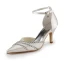 Luxe Bout Pointu Mi Talons Des Sandales En Satin Champagne Chaussures De Mariée Avec Cristal