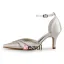 Luxe Bout Pointu Mi Talons Des Sandales En Satin Champagne Chaussures De Mariée Avec Cristal
