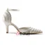 Sparkle Pointed Toe Mid Heels Ivory Satin Sandals Wedding Shoes With Rhinestone