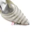 Sparkle Pointed Toe Mid Heels Ivory Satin Sandals Wedding Shoes With Rhinestone