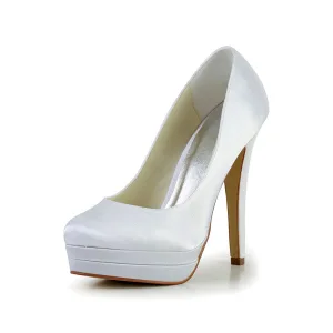 Eenvoudige Bruidsschoenen Met Hoge Hakken Trouwsschoenen Witte Pumps