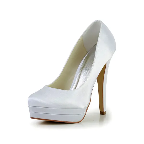 Simple Bridal Shoes High Heel Bridesmaid Shoes White Pumps