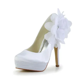 Klassieke Witte Bruidsschoenen Stilettos Hoge Hak Pumps Met Plateau
