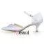 Elegant Pointed Toe Rhinestone White Ruffle Satin Low Heels Wedding Shoes